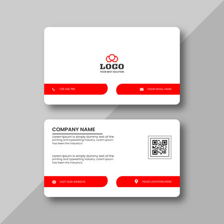 Flat and minimal Business Card Creative and Eligen Business Card Template. Minimal visiting card design template. Black and red color Business Cardのイラスト素材