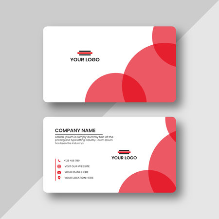 Flat and minimal Business Card Creative and Eligen Business Card Template. Minimal visiting card design template. Black and red color Business Cardのイラスト素材