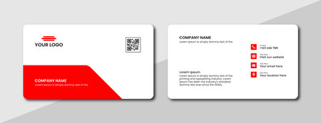 Flat and minimal Business Card Creative and Eligen Business Card Template. Minimal visiting card design template. Black and red color Business Cardのイラスト素材