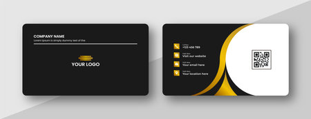 Modern Futuristic business card design. Visiting cards for business and personal use. Modern shape with abstract silver. Luxury dark background. Vector illustration print template.のイラスト素材