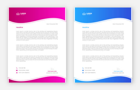 Modern Creative & Clean business style letterhead bundle of your corporate project design. set to print Abstract Letterhead Design Modern Business Letterhead Design Templateのイラスト素材