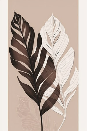 Tropical palm leaves on beige background. Vector illustration.の素材