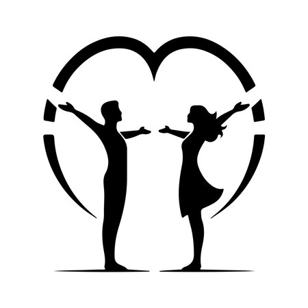 Couple silhouette set falling in love different poses isolated on white backgroundのイラスト素材