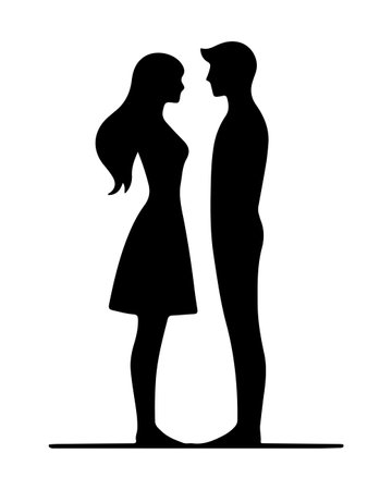 silhouette of couple in love on white background vector illustration designのイラスト素材