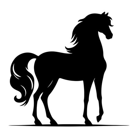 Black silhouette of a horse on a white background. Vector illustration.のイラスト素材