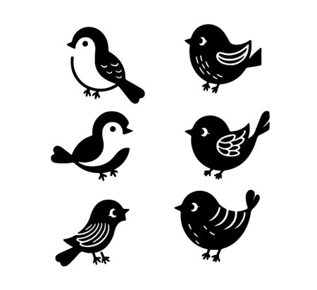 Set of cute little birds. Vector illustration isolated on white background.のイラスト素材