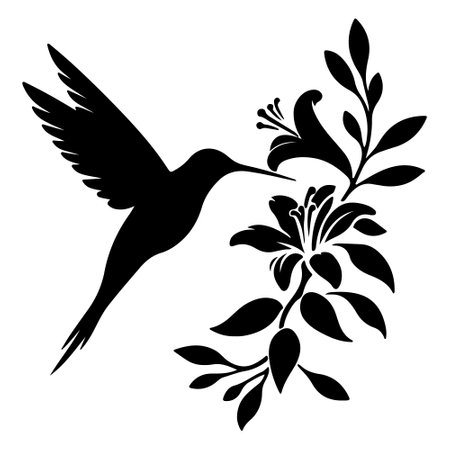 Flying hummingbirds silhouette isolated on white backgroundのイラスト素材