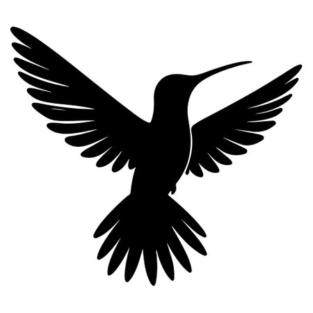Flying hummingbirds silhouette isolated on white backgroundのイラスト素材