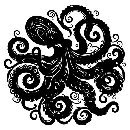 Octopus silhouette vector illustrationのイラスト素材