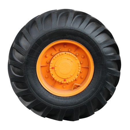 Tractor tire on white background ( isolated with paths)の写真素材