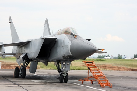 The modern fighting jet plane costs on an airfieldのeditorial素材