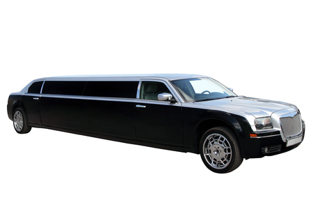 The classic black limousine, isolated on white background.の写真素材