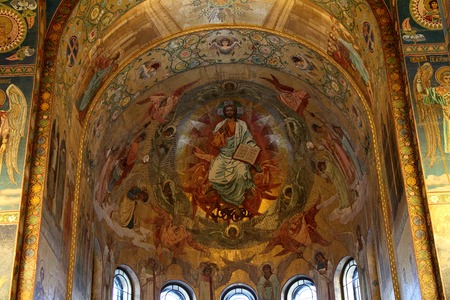 SAINT-PETERSBURG, RUSSIA - JANUARY 05, 2017: Mosaic wall painting of the Church of the Savior on Blood in Saint-Petersburg.のeditorial素材