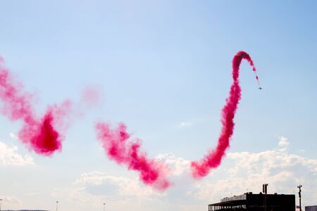 Moscow Region - July 21, 2017: Aerobatic display team from the United Arab Emirates at the International Aviation and Space Salon in Zhukovsky.のeditorial素材