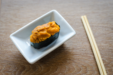 sea urchin eggs sushiの写真素材