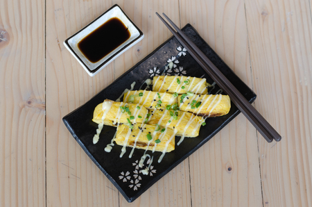 japanese egg sushiの写真素材