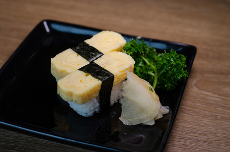 egg sushiの写真素材