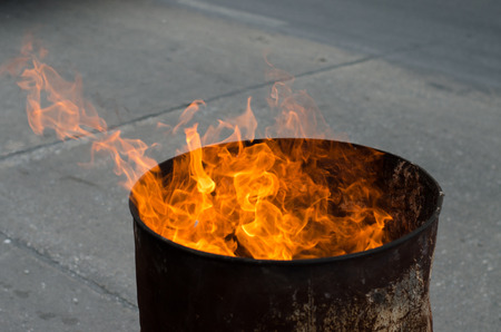 Ancestor Worship on Chinese New Year and burning paper goldの写真素材