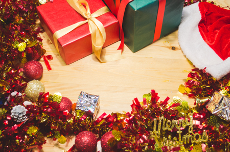 merry christmas font and decoration,christmas background,holiday background,christmas boxの写真素材