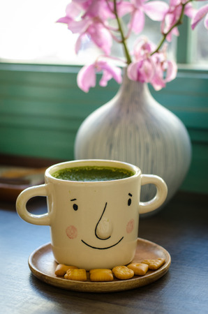 Matcha Latte Cup of green teaの写真素材