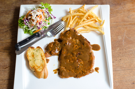 Grilled beef steak on plateの写真素材