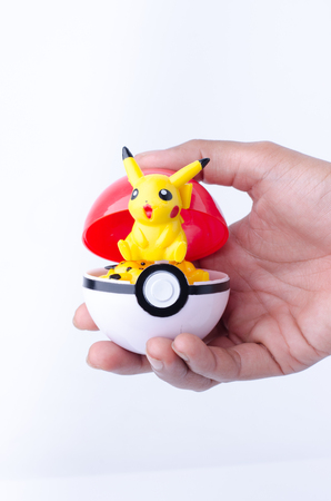 Bangkok, THAILAND - 6 September 2016: The photo of Pokeball on  Thailand. Pokeball is equipment for catch Pokemons - characters in game Pokemon Go.のeditorial素材