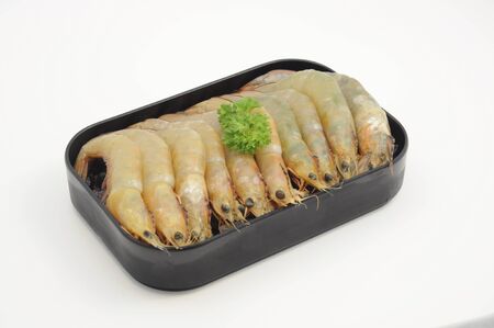 Fresh prawn in a plateの写真素材