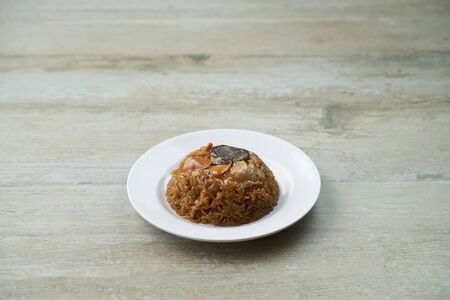 steamed sticky rice with chickenの写真素材