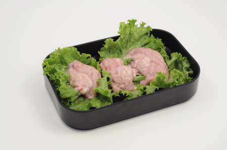 pork brain in a plateの写真素材