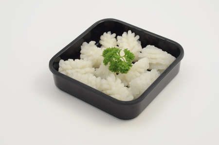 Fresh squid in a plateの写真素材