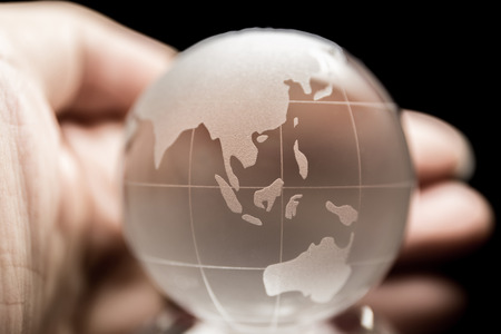 Transparent globe with black background