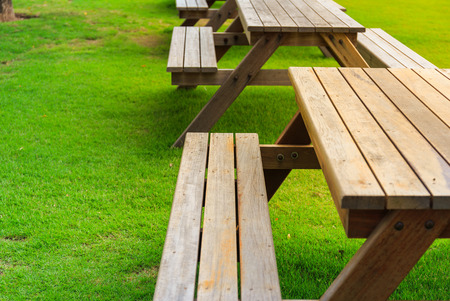 Table with chair in the public parkの写真素材