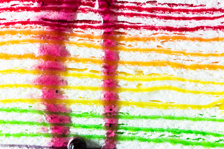 Surface of rainbow cake with topping