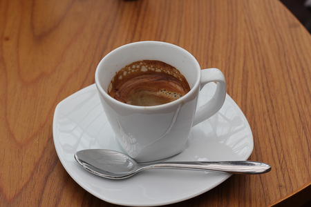 black coffee on white cupの写真素材