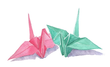 Origami paper crane illustrationの写真素材