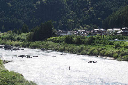 A very beautiful river in Mino City, Gifu Prefectureの写真素材