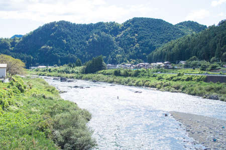 A very beautiful river in Mino City, Gifu Prefectureの写真素材