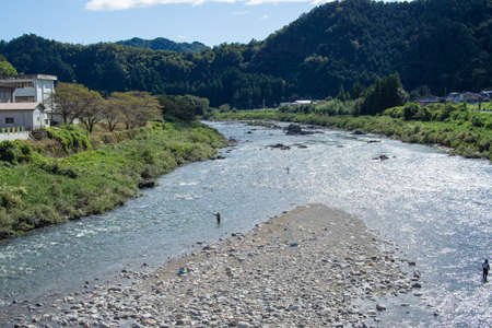 A very beautiful river in Mino City, Gifu Prefectureの写真素材