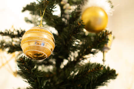A beautifully decorated Christmas tree at home Japanの写真素材