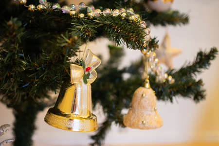 A beautifully decorated Christmas tree at home Japanの写真素材