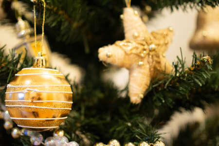 A beautifully decorated Christmas tree at home Japanの写真素材