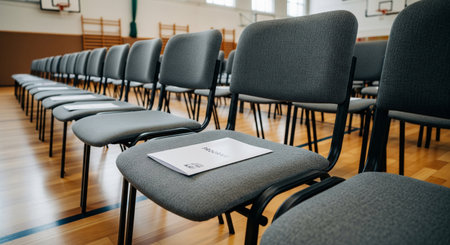 Programs kept plain/unreadable; no facility names shown.の素材