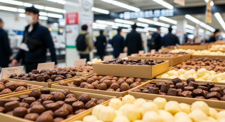 Generic station sweets area; plain signage and boxes avoid brand exposure.の素材