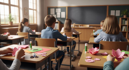 Focus on hands only; exclude any identifiable school information.の素材