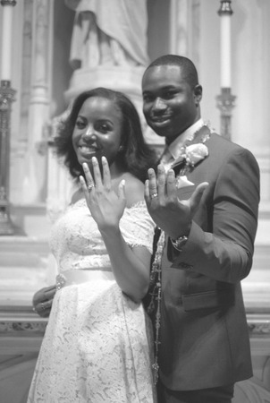 NEW YORK CITY, USA - July 10, 2018: african american just married couple in the churchのeditorial素材