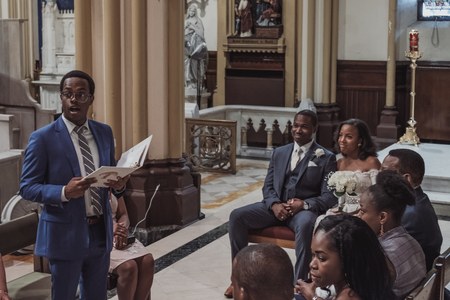 NEW YORK CITY, USA - July 10, 2018: catholic wedding ceremony in the churchのeditorial素材