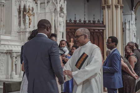 NEW YORK CITY, USA - July 10, 2018: catholic wedding ceremony in the church