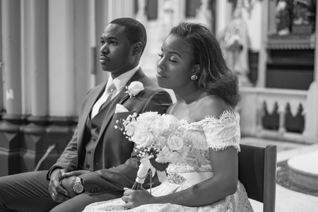 NEW YORK CITY, USA - July 10, 2018: african american married couple in the churchのeditorial素材