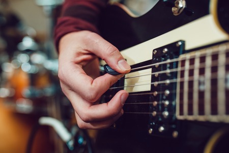 Man playing guitarの写真素材