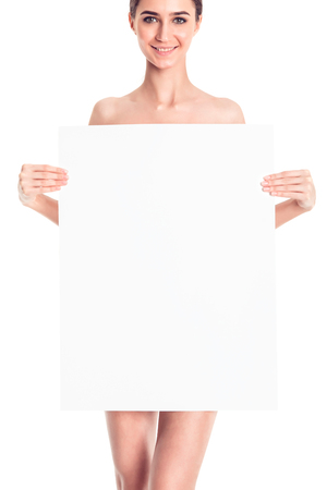 Girl with a poster.の写真素材